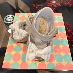 Mini Melissa White Bow Kids Dress Shoes